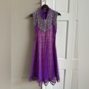 Elegant Purple Embellished Dress